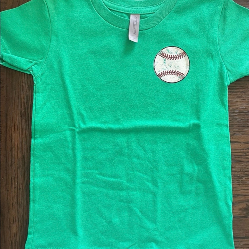 Kids Bright Green Baseball Pocket Tee